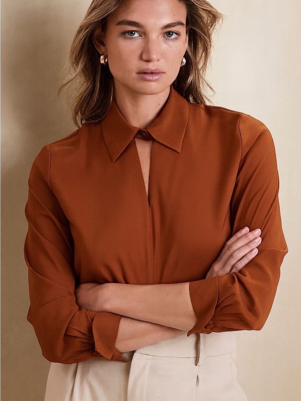 NWOT Banana Republic Essential Collared Blouse Size Small